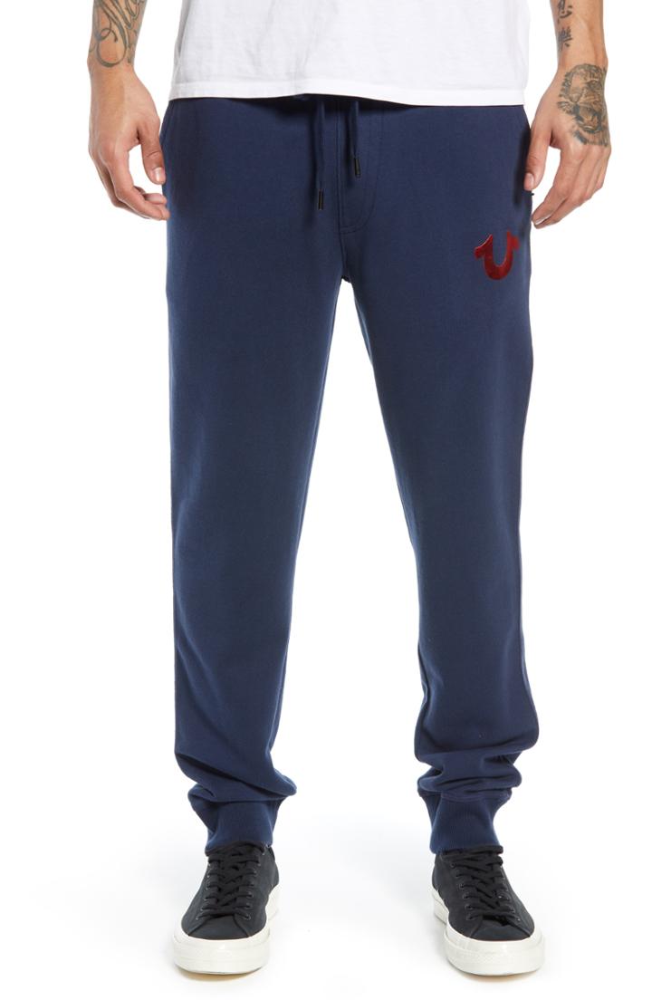 Men's True Religion Foil Buddha Logo Slim Jogger Pants - Blue