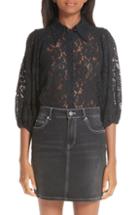 Women's Ganni Everdale Cotton Blend Lace Top Us / 34 Eu - Black