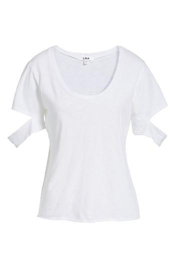 Women's Lna Sylvan Slit Sleeve Cotton Tee - White