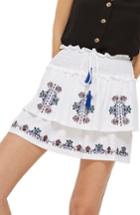 Women's Topshop Embroidered Tiered Miniskirt Us (fits Like 0) - Ivory