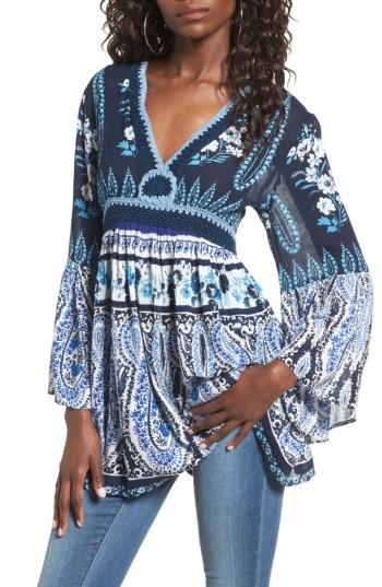 Women's Raga Luisa Bell Sleeve Tunic - Blue