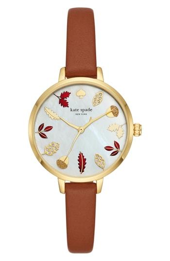 Women's Kate Spade New York Metro Fall Leather Strap Watch, 34mm