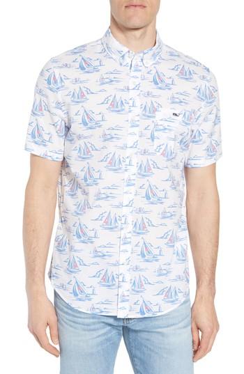 Men's Vineyard Vines Sailing Scene Murray Classic Fit Sport Shirt - White