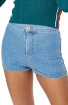 Women's Topshop Joni Light Denim High Waist Shorts Us (fits Like 0) - Blue