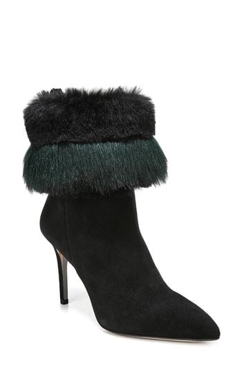Women's Sam Edelman Oleana Faux Fur Trim Bootie M - Black