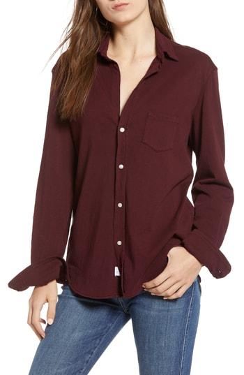 Women's Frank & Eileen Tee Lab Button Front Jersey Shirt - Burgundy