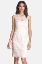 Women's Dessy Collection Lace Overlay Matte Satin Dress - Pink