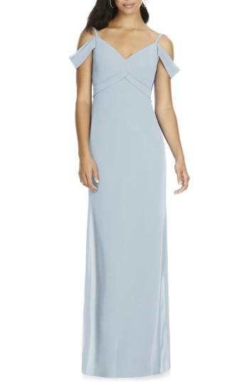 Women's Social Bridesmaids V-neck Chiffon Cold Shoulder Gown - Green