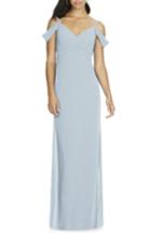 Women's Social Bridesmaids V-neck Chiffon Cold Shoulder Gown - Green