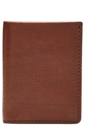 Men's Jack Mason Leather With Selvedge Denim Card Case - Brown