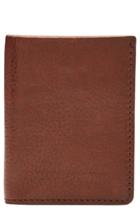 Men's Jack Mason Leather With Selvedge Denim Card Case - Brown