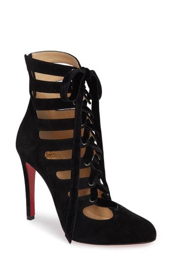Women's Christian Louboutin Spinetita Cage Lace-up Bootie