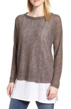 Women's Eileen Fisher Linen Blend Sweater, Size - Grey