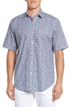 Men's Bugatchi Classic Fit Print Short Sleeve Sport Shirt - Blue