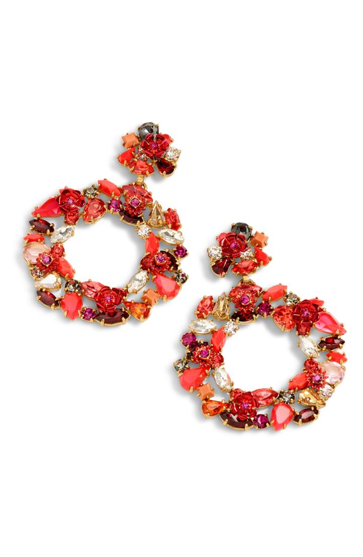 Women's J.crew Colorful Floral Hoop Earrings