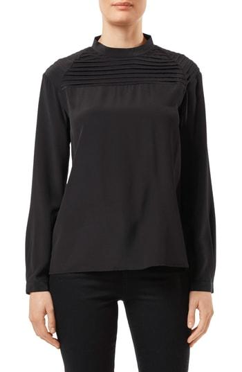 Women's J Brand Chrystal Pleated Silk Blouse - Black
