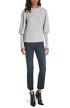 Women's Veronica Beard Jude Crystal Button Merino Wool Sweater