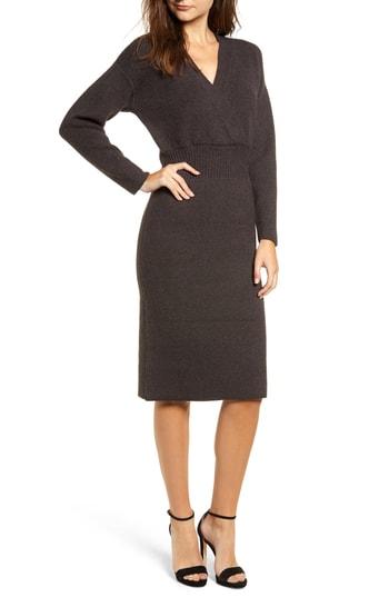 Women's Moon River Surplice Sweater Dress - Grey