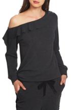 Women's 1.state Cozy One-shoulder Ruffle Top, Size - Grey
