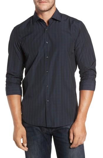 Men's Robert Barakett Charleston Regular Fit Plaid Sport Shirt, Size - Blue