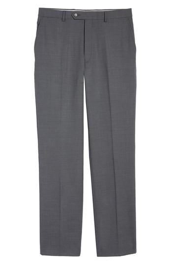 Men's Hart Schaffner Marx New York Flat Front Stretch Solid Wool Trousers