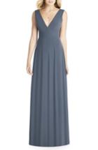 Women's Social Bridesmaids Matte Chiffon Gown - Grey