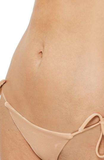 Women's Topshop Ribbed Tie Bikini Bottoms Us (fits Like 0) - Beige