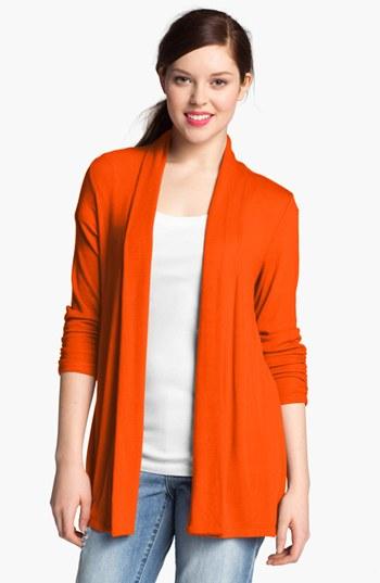 Mod.lusive Ruched Sleeve Long Cardigan (nordstrom Exclusive) Dark Orange