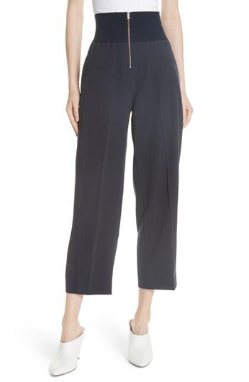 Women's Carven Exposed Zip Wide Leg Pants Us / 34 Fr - Blue