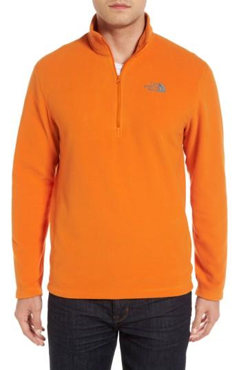 Men's The North Face 'tka 100 Glacier' Quarter Zip Fleece Pullover, Size - Orange