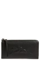 Women's Longchamp Le Foulonne Zip Around Wallet - Black
