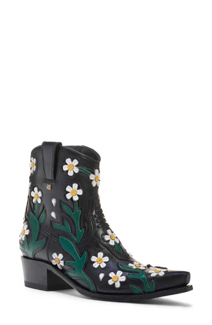 Women's Valentino Garavani Ranch Floral Bootie .5us / 36.5eu - Black