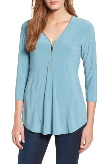 Women's Chaus Zip Neck Top - Blue