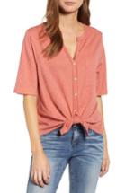 Women's Caslon Tie Front Tee, Size - Coral