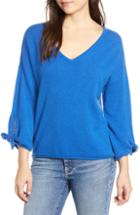 Women's Velvet By Graham & Spencer Tie Sleeve Cashmere Sweater - Blue