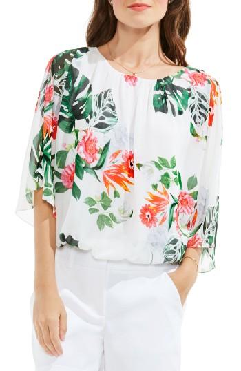 Women's Vince Camuto Havana Tropical Chiffon Batwing Blouse - White