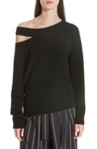 Women's Vince One Shoulder Slit Pullover Sweater - Black