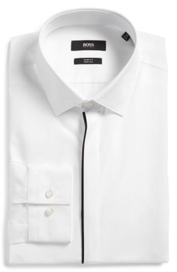 Men's Boss Jamis Slim Fit Solid Dress Shirt - White
