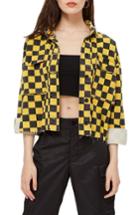 Women's Topshop Yellow Checkerboard Jacket - Yellow