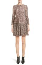 Women's Burberry Karinkalt Leather Trim Print Dress - Pink