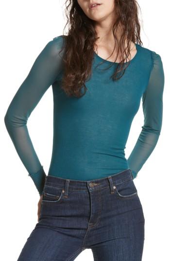 Women's Free People Turn It Up Layering Tee - Blue/green