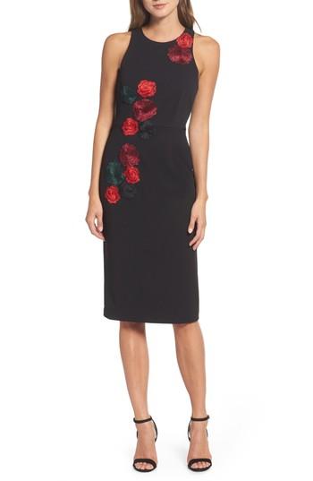 Women's Betsey Johnson Floral Midi Dress - Black