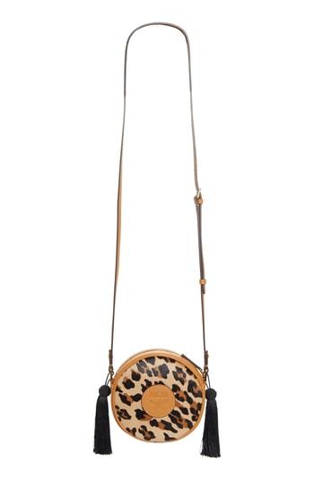 Mcm Small Leopard Tambourine Calf Hair Crossbody Bag -