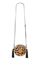 Mcm Small Leopard Tambourine Calf Hair Crossbody Bag -