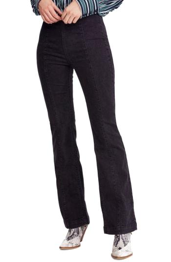 Women's Free People Slim Pull-on Flare Pants - Black