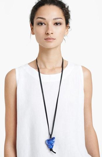Eskandar Long Stone Pendant Necklace