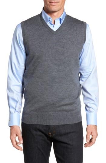 Men's Peter Millar Crown Merino Blend Knit Vest - Grey