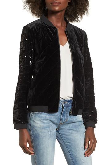 Women's Soprano Quilted Sequin & Velvet Bomber