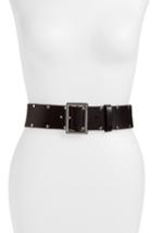 Women's Frame Studded Leather Belt - Noir