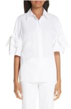 Women's Michael Kors Tie Sleeve Poplin Shirt - White